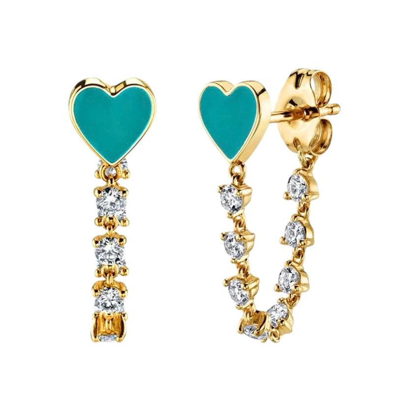 Aqua Heart Glow Earrings