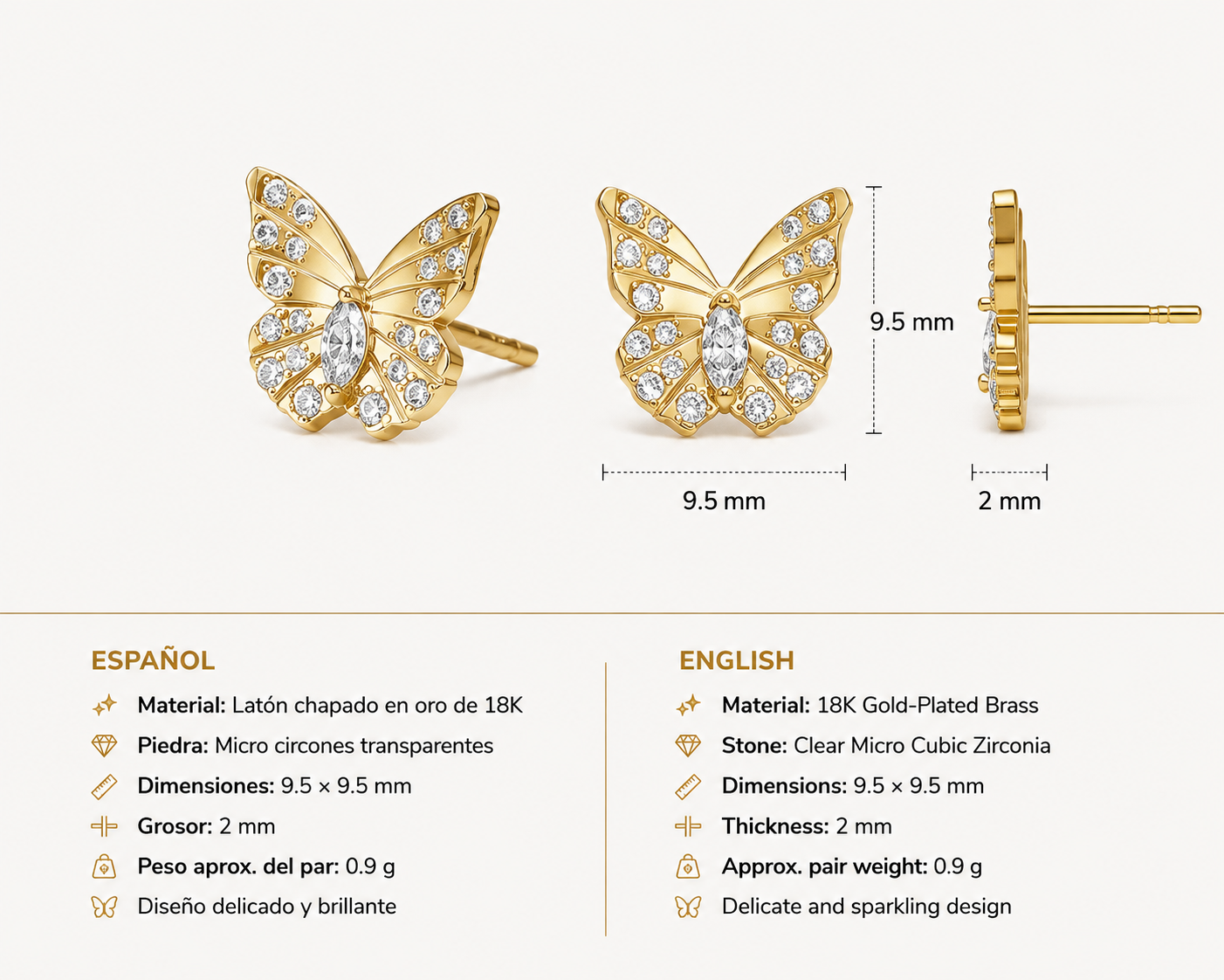 Golden Butterfly Earrings