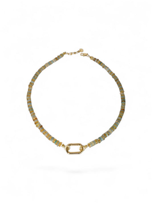 Honey Citrine & Turquoise Opal Charm Holder Necklace
