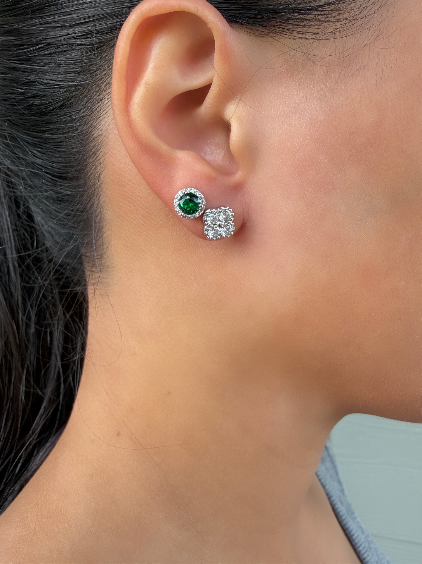 Green Halo Earrings