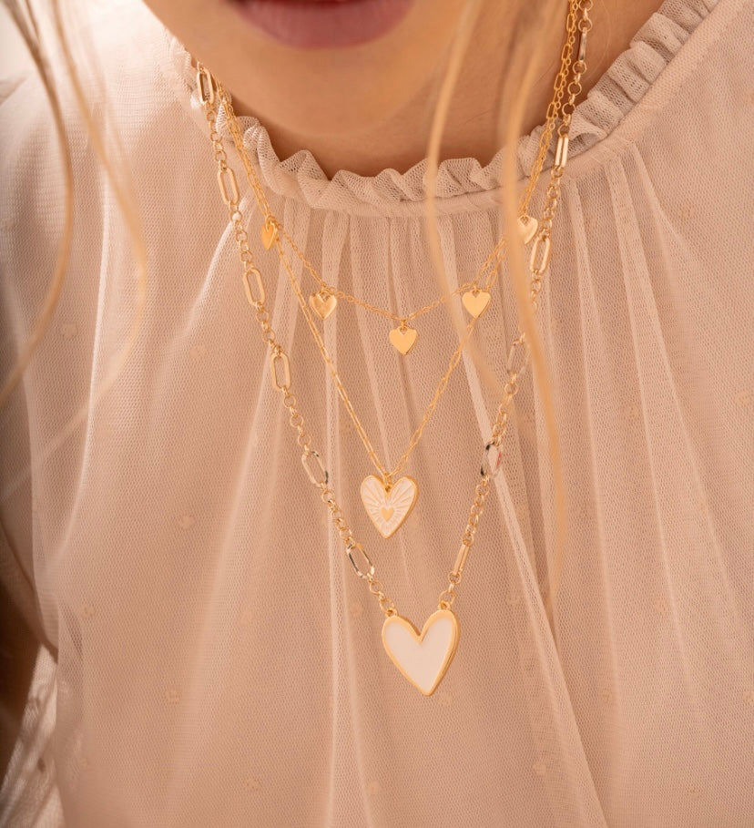 Layering Necklace + heart earrings