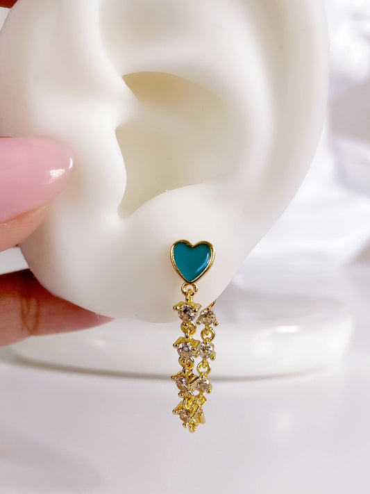 Aqua Heart Glow Earrings
